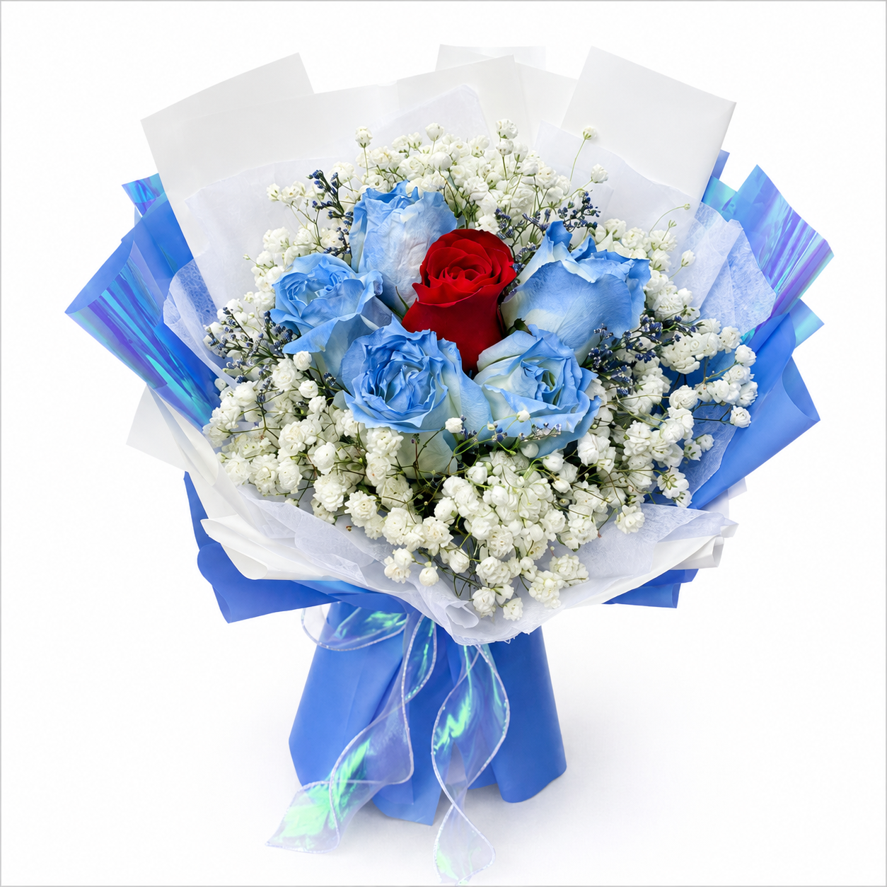 Azure Embrace (Rose, Baby's Breath) | CNY Flowers