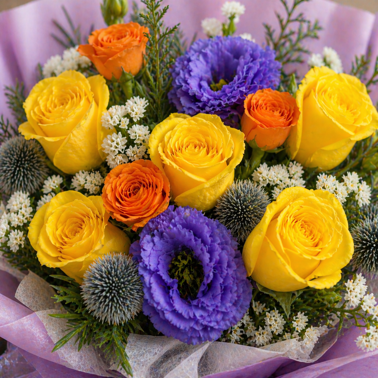 Sunrise Bloom (Roses, Lisianthus) | Flower Bouquet