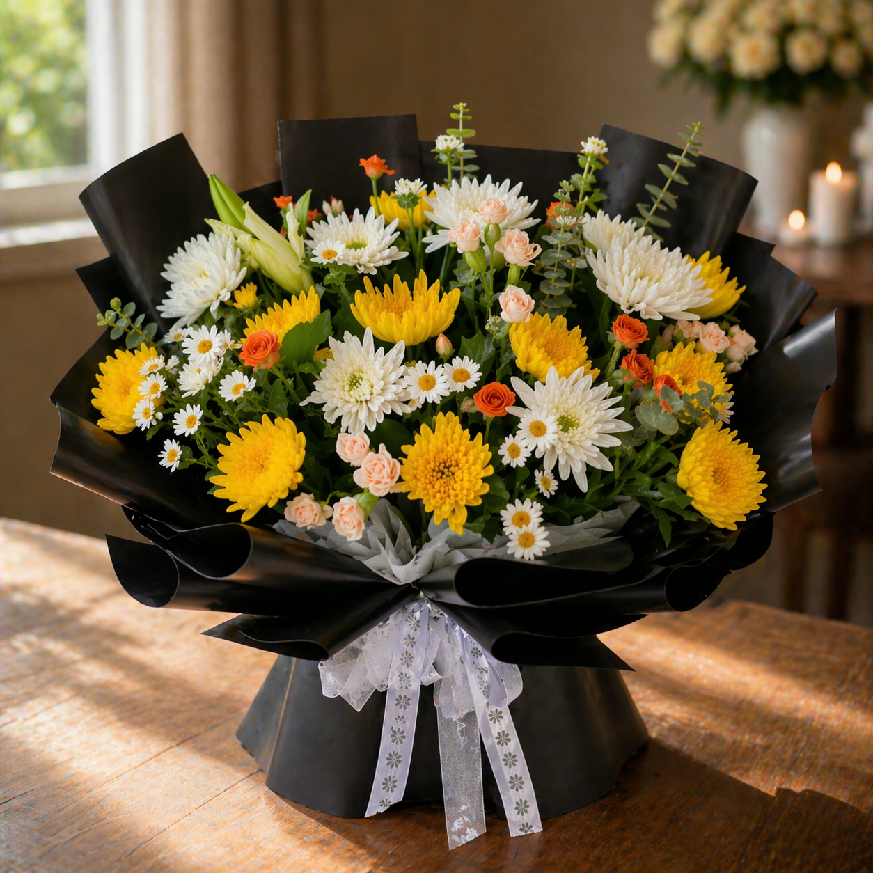 Sunshine Grace (Chrysanthemums, Daisies, Roses) | Flower Bouquet
