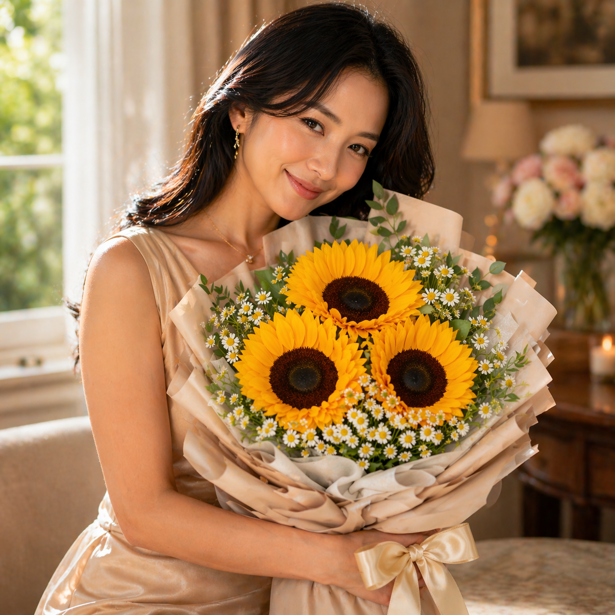 Sunbeam Whispers (Sunflowers, Chamomile) | Flower Bouquet
