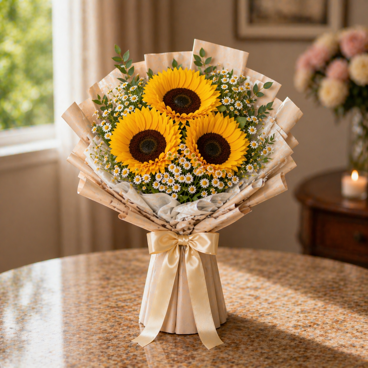 Sunbeam Whispers (Sunflowers, Chamomile) | Flower Bouquet