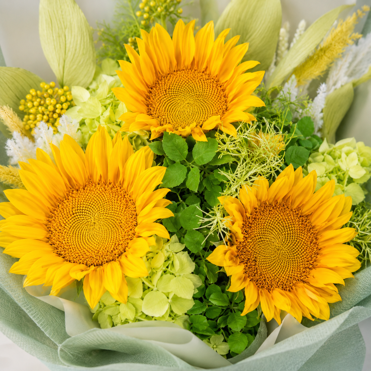 Golden Daydream (Sunflower, Hydrangea) | Preserved Flower Bouquet