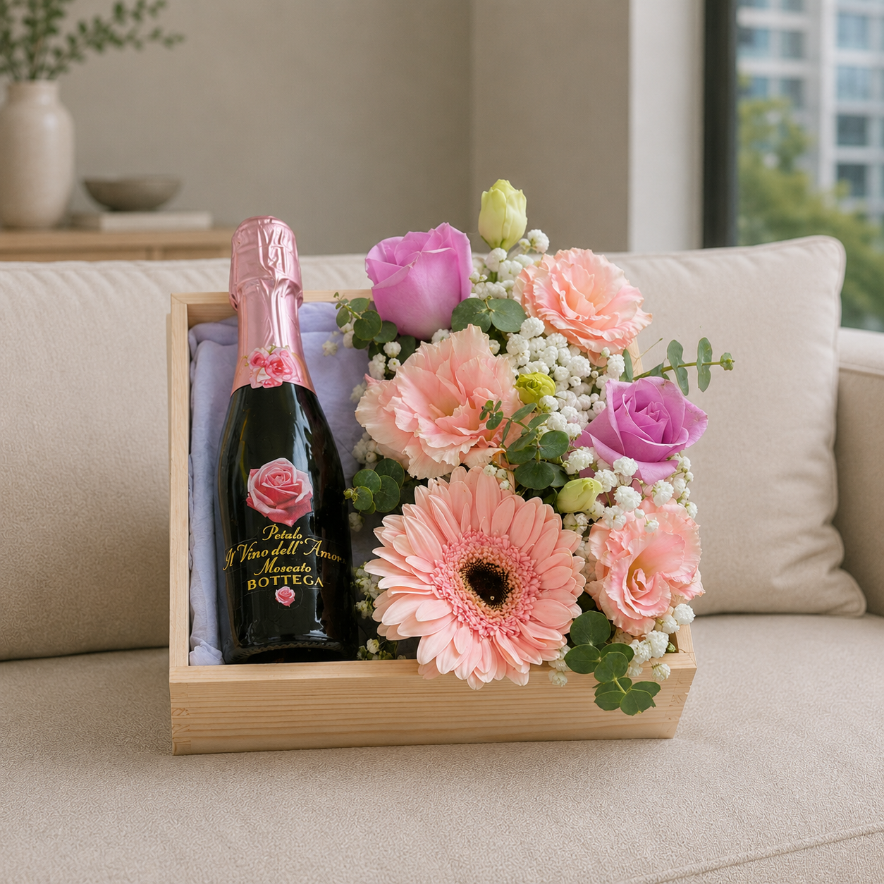 Amour Crate (Roses . Geberas) | Hamper Gift
