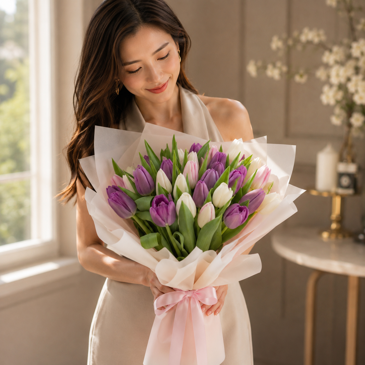 Lilac Serenade (Tulips) | Fresh Flower Bouquet
