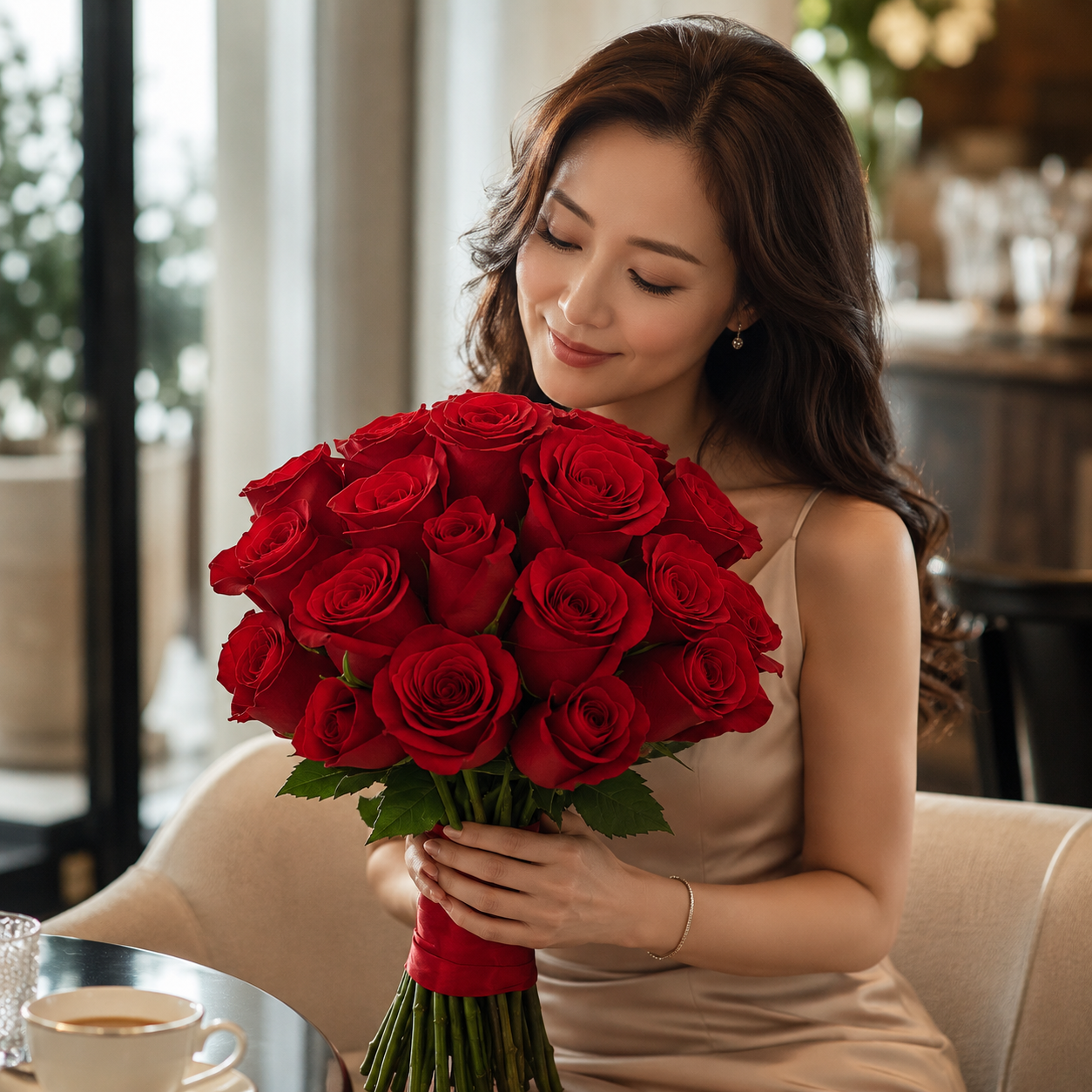 Scarlet Whisper (Roses) | Fresh Bouquet