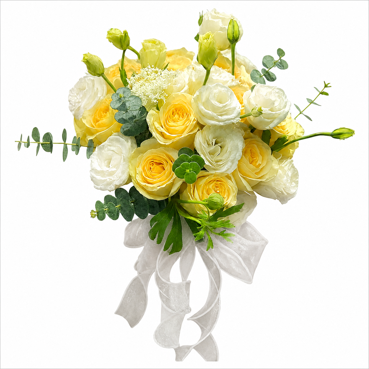 Lemon Veil (Roses, Eustoma) | Flower Bouquet