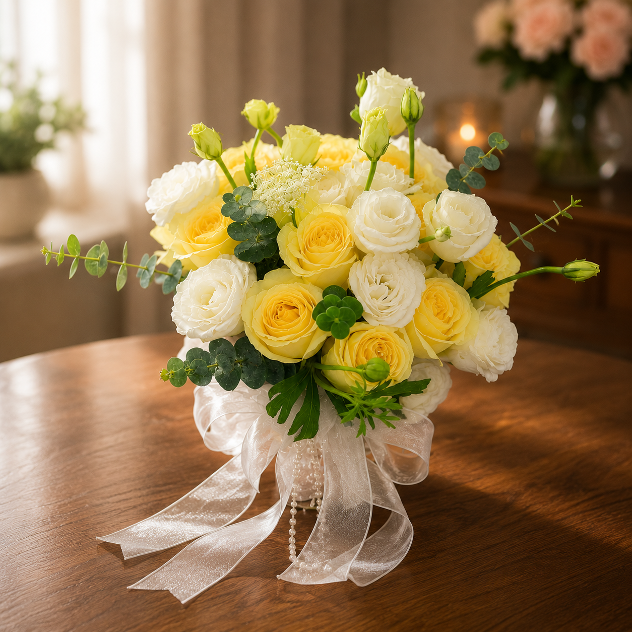 Lemon Veil (Roses, Eustoma) | Flower Bouquet