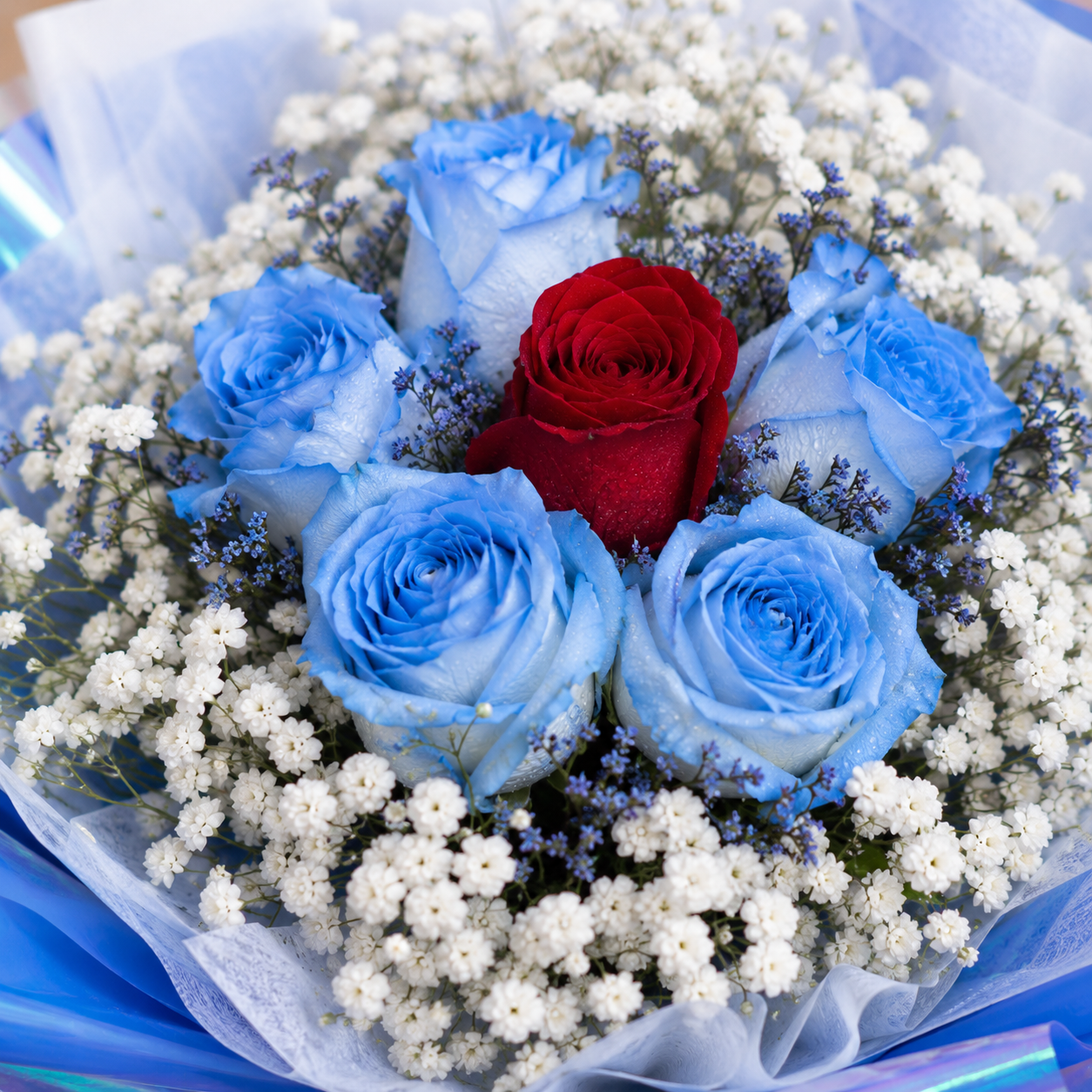 Azure Embrace (Rose, Baby's Breath) | CNY Flowers