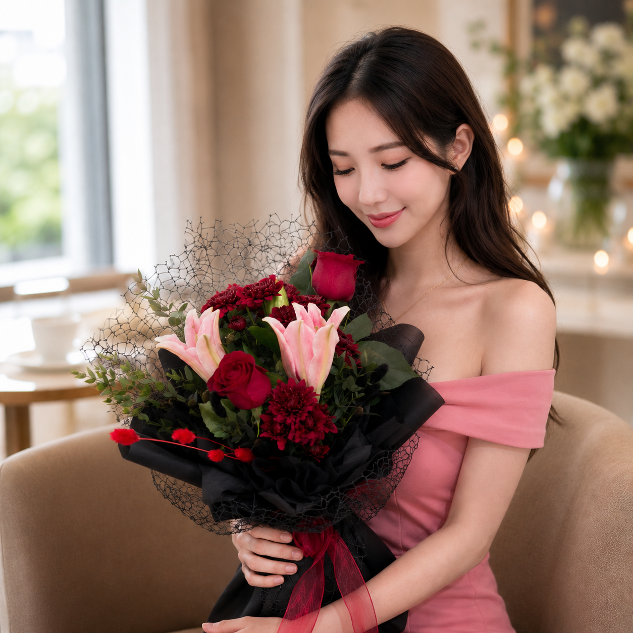 Midnight Grace (Rose, Lily) | CNY Flowers