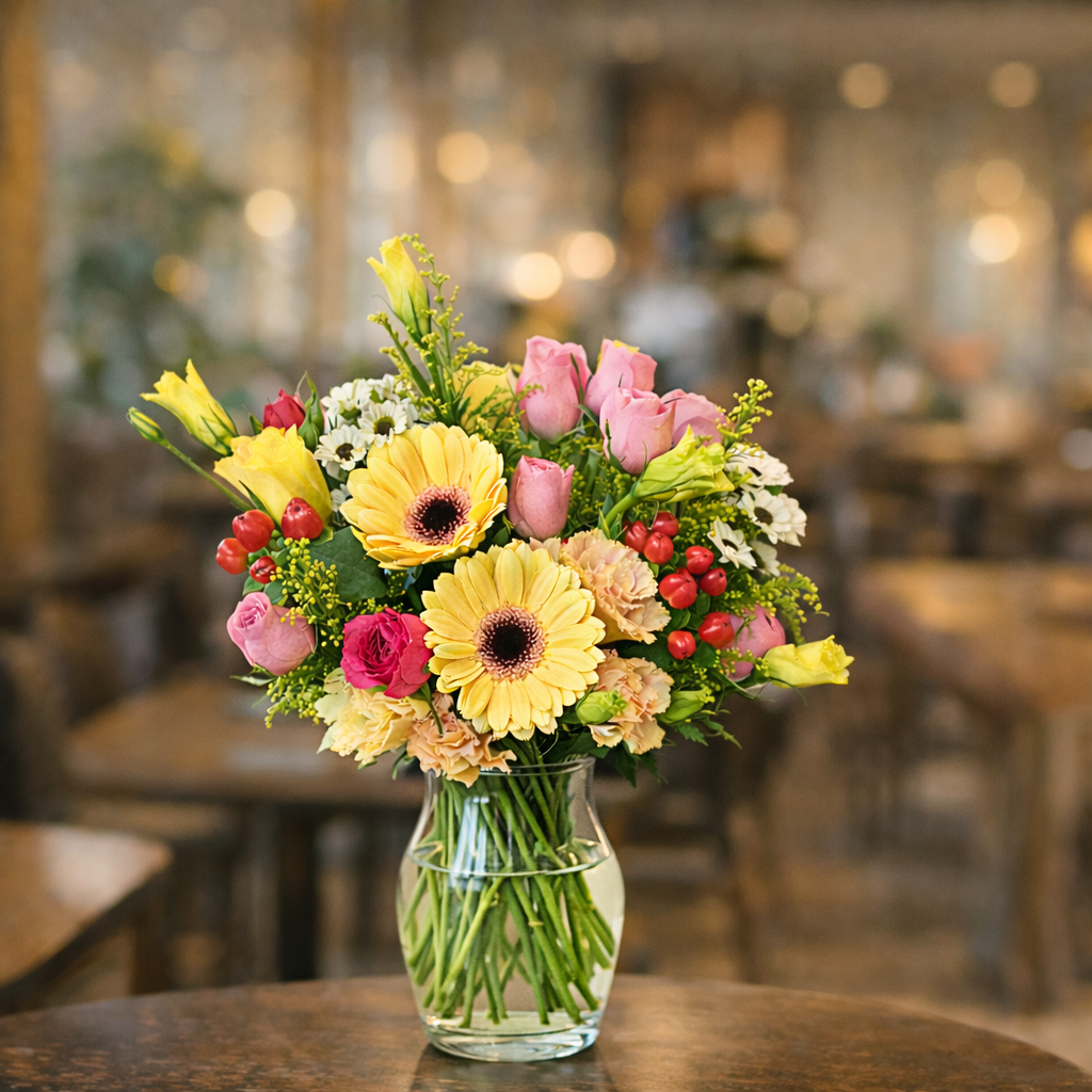 Dawn Confetti (Gerberas, Lisianthus, Roses) | Fresh Flower Bouquet