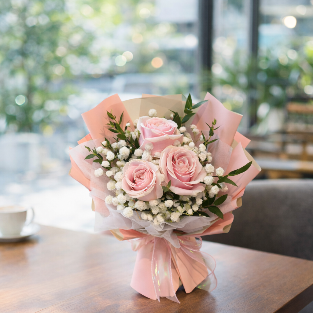 Dew Petals (Roses. Baby's Breath) | Fresh Bouquet