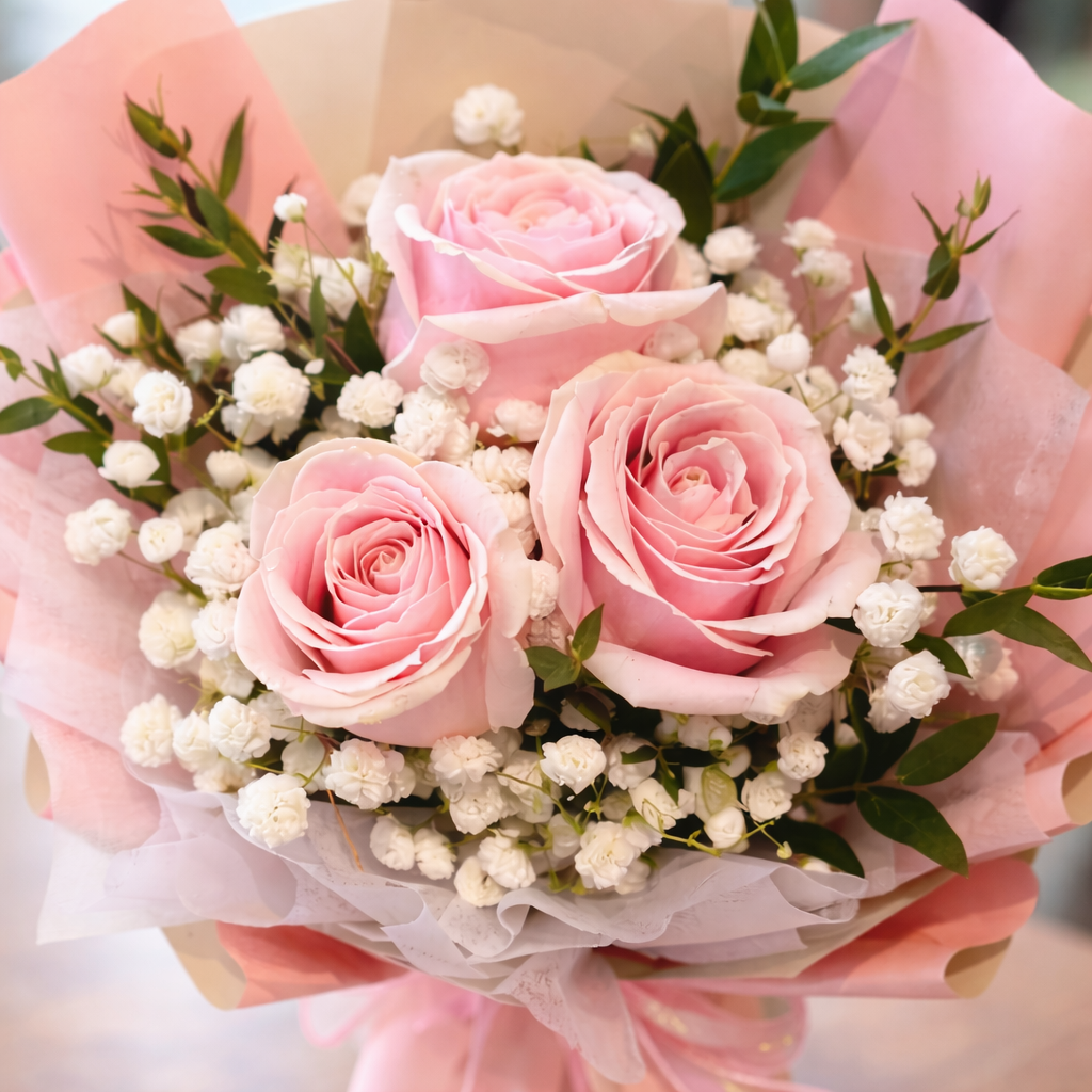 Dew Petals (Roses. Baby's Breath) | Fresh Bouquet