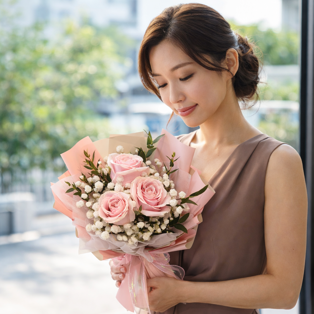 Dew Petals (Roses. Baby's Breath) | Fresh Bouquet