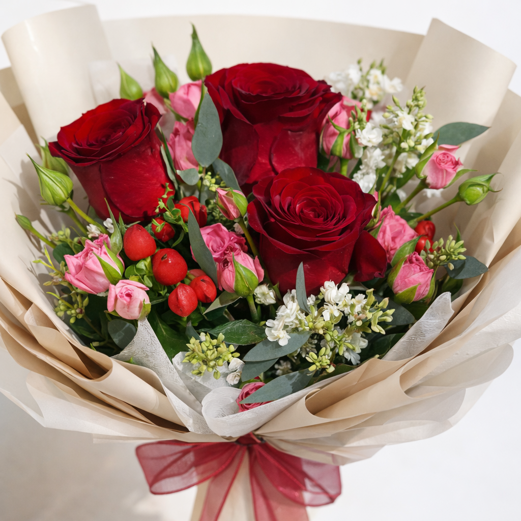 Crimson Charm (Roses) | Fresh Bouquet
