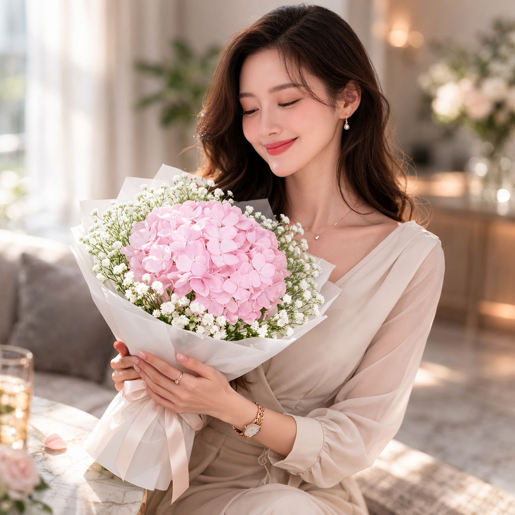 Fluffy Bloom (Hydrangeas, Baby's Breath) | Fresh Bouquet