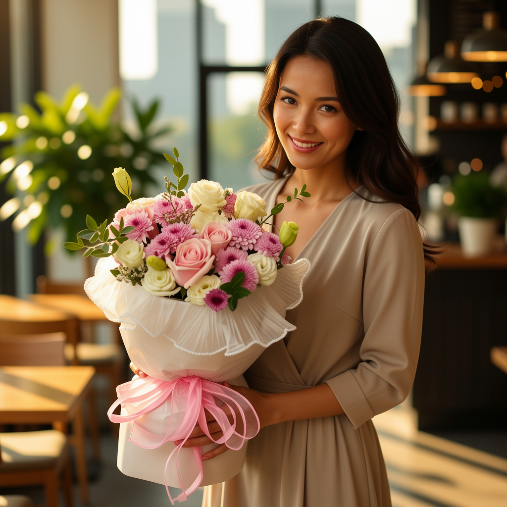 Gentle Promise Bloom (Roses, Chrysanthemums) | Fresh Flower Bouquet
