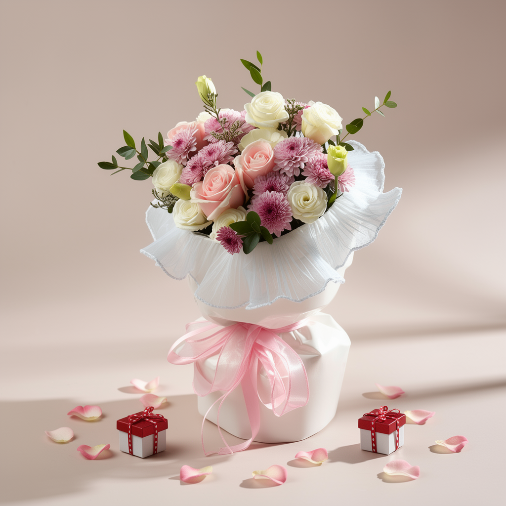 Gentle Promise Bloom (Roses, Chrysanthemums) | Fresh Flower Bouquet