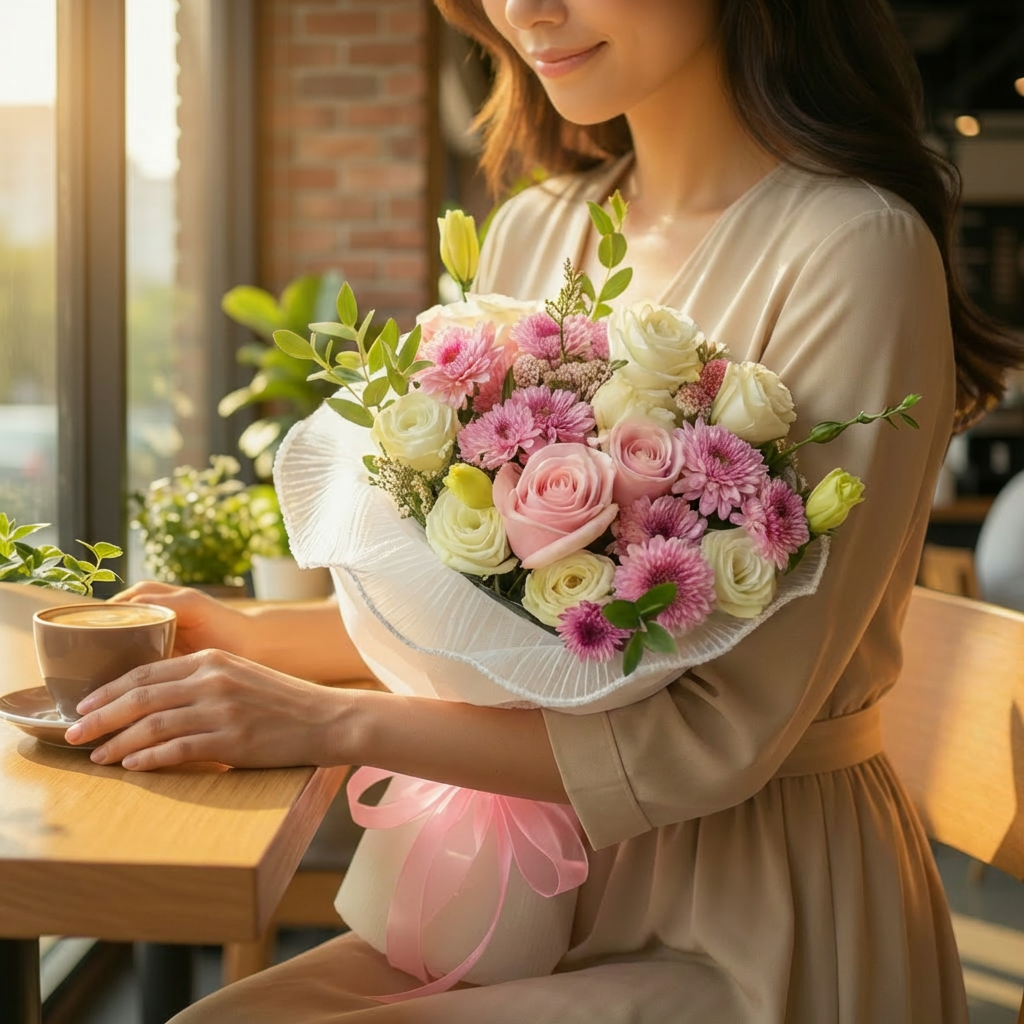 Gentle Promise Bloom (Roses, Chrysanthemums) | Fresh Flower Bouquet