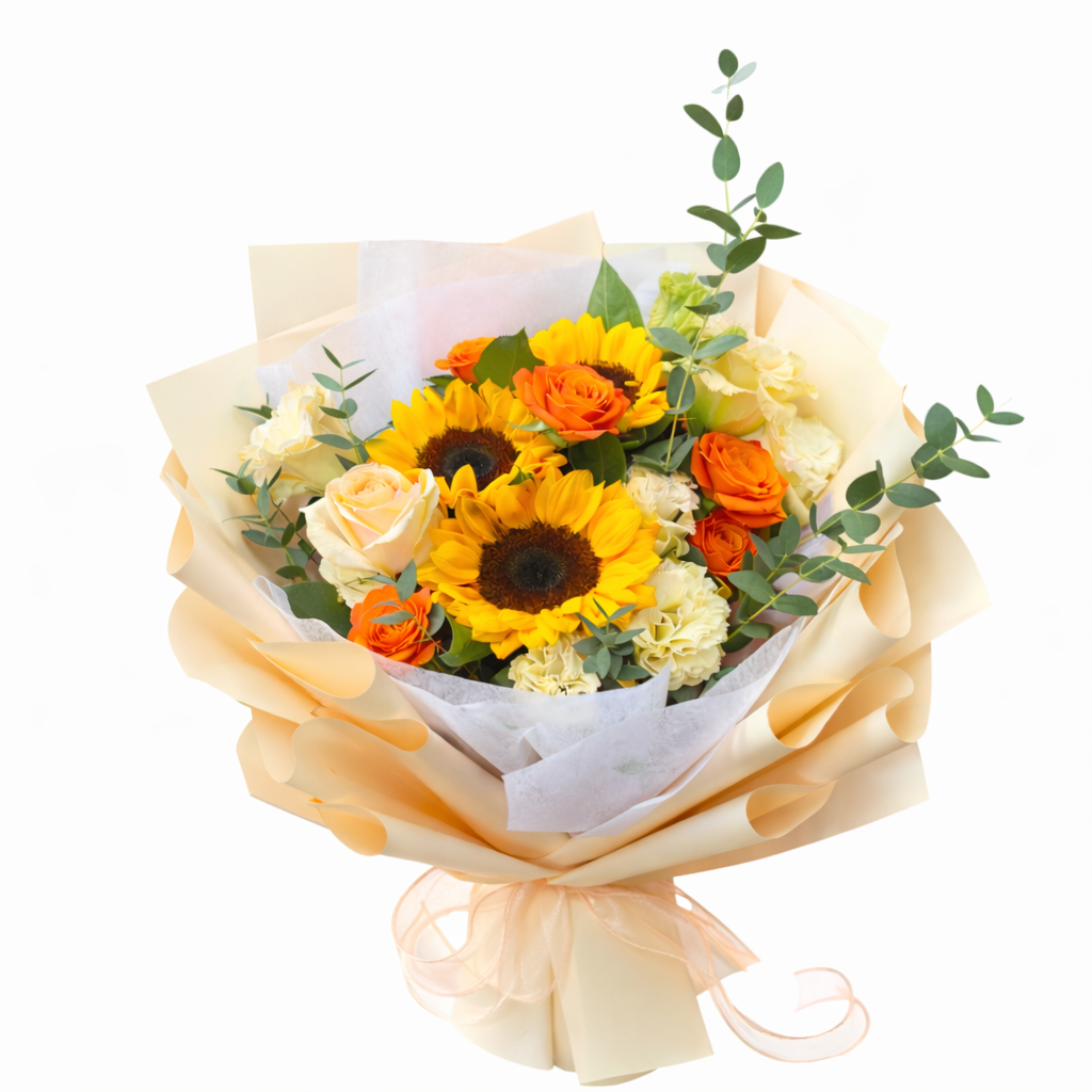 Golden Marmalade (Sunflowers, Spray Roses, Carnations) | Fresh Flower Bouquet