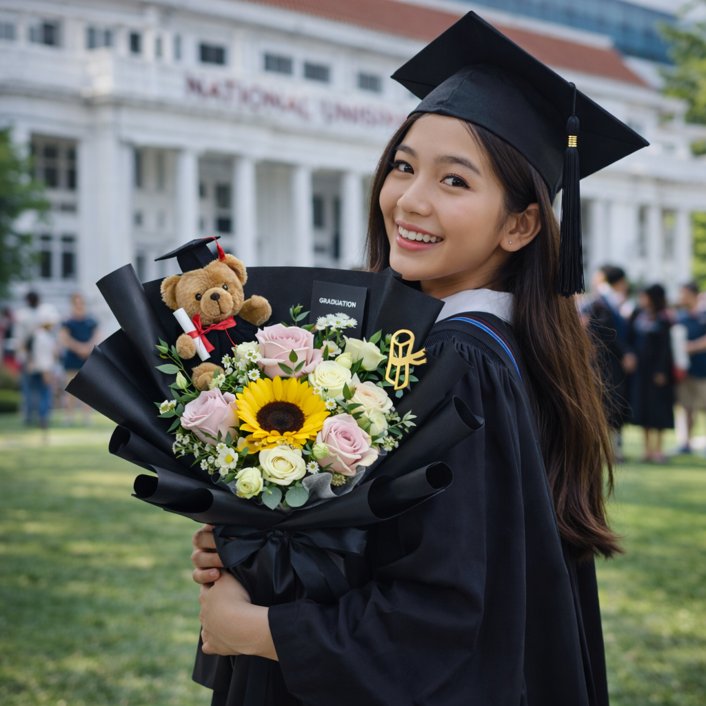 Golden Scholar (Sunflower, Roses, Chamomile) | Fresh Flower Bouquet