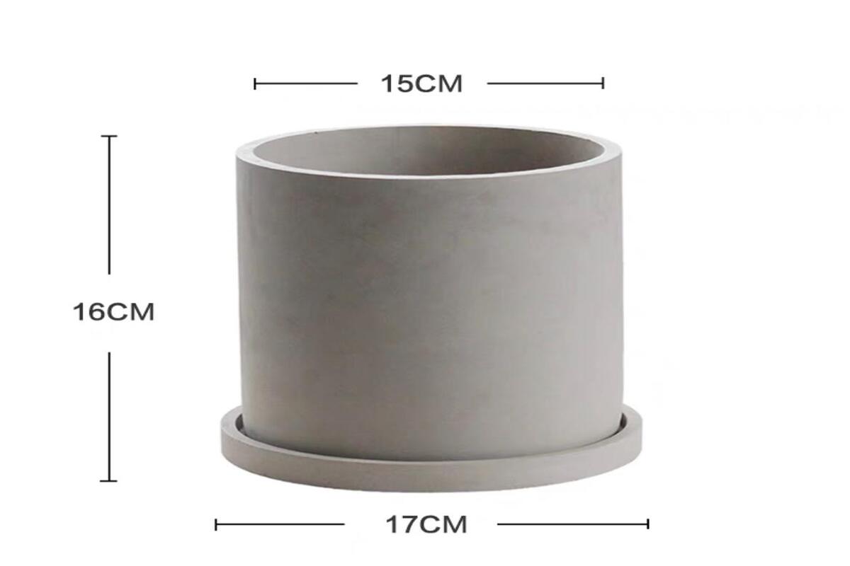 Grey Cylindrical Ceramic Pot