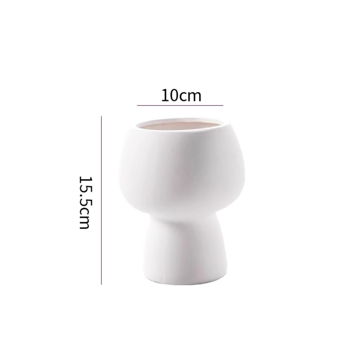 High Legged White Round Clay Pot