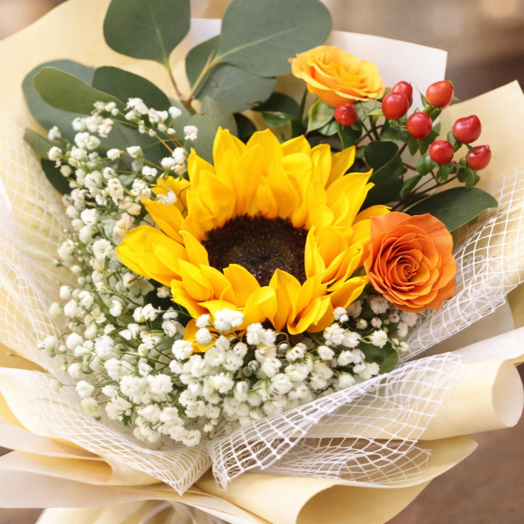 Honey Cheer (Sunflowers, Baby's Breath) | Fresh Bouquet