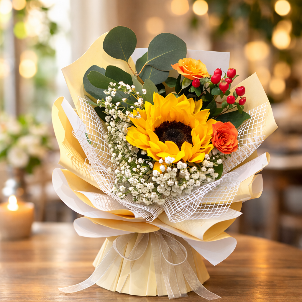 Honey Cheer (Sunflowers, Baby's Breath) | Fresh Bouquet