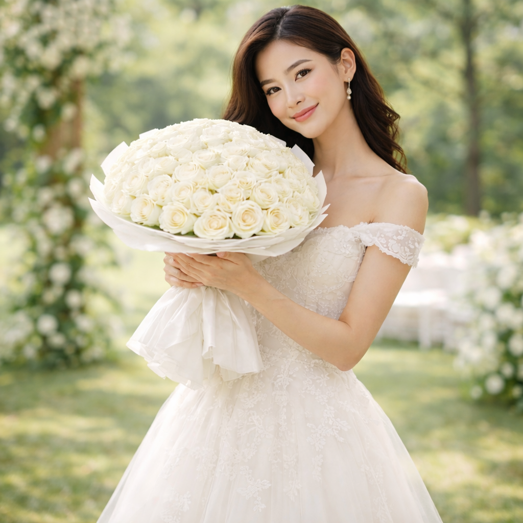 Ivory Dome (White Roses) | Fresh Flower Bouquet