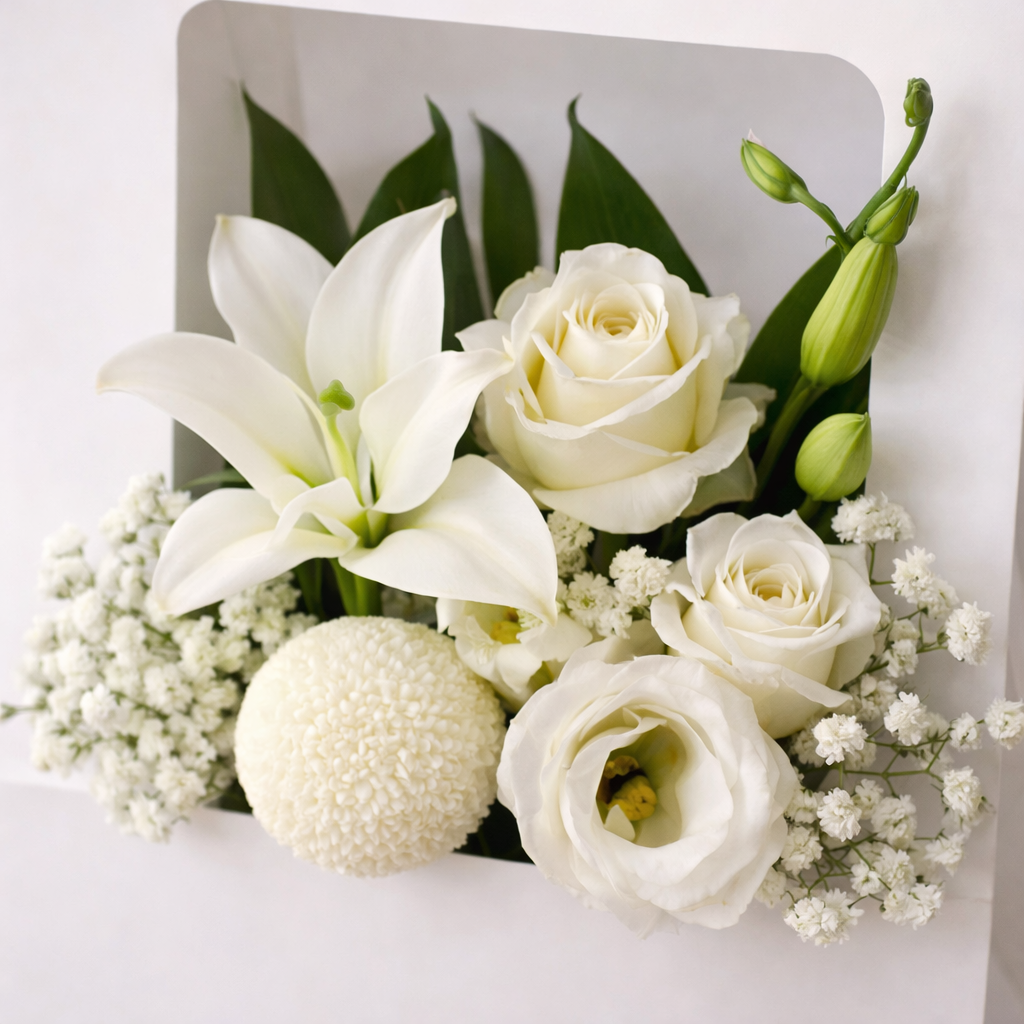 Ivory Grace (Lilies, Roses, Baby's Breath) | Flower Box