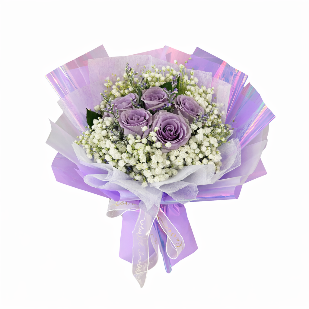 Lavender Dew (Roses, Baby's Breath, Lavender) | Fresh Flower Bouquet
