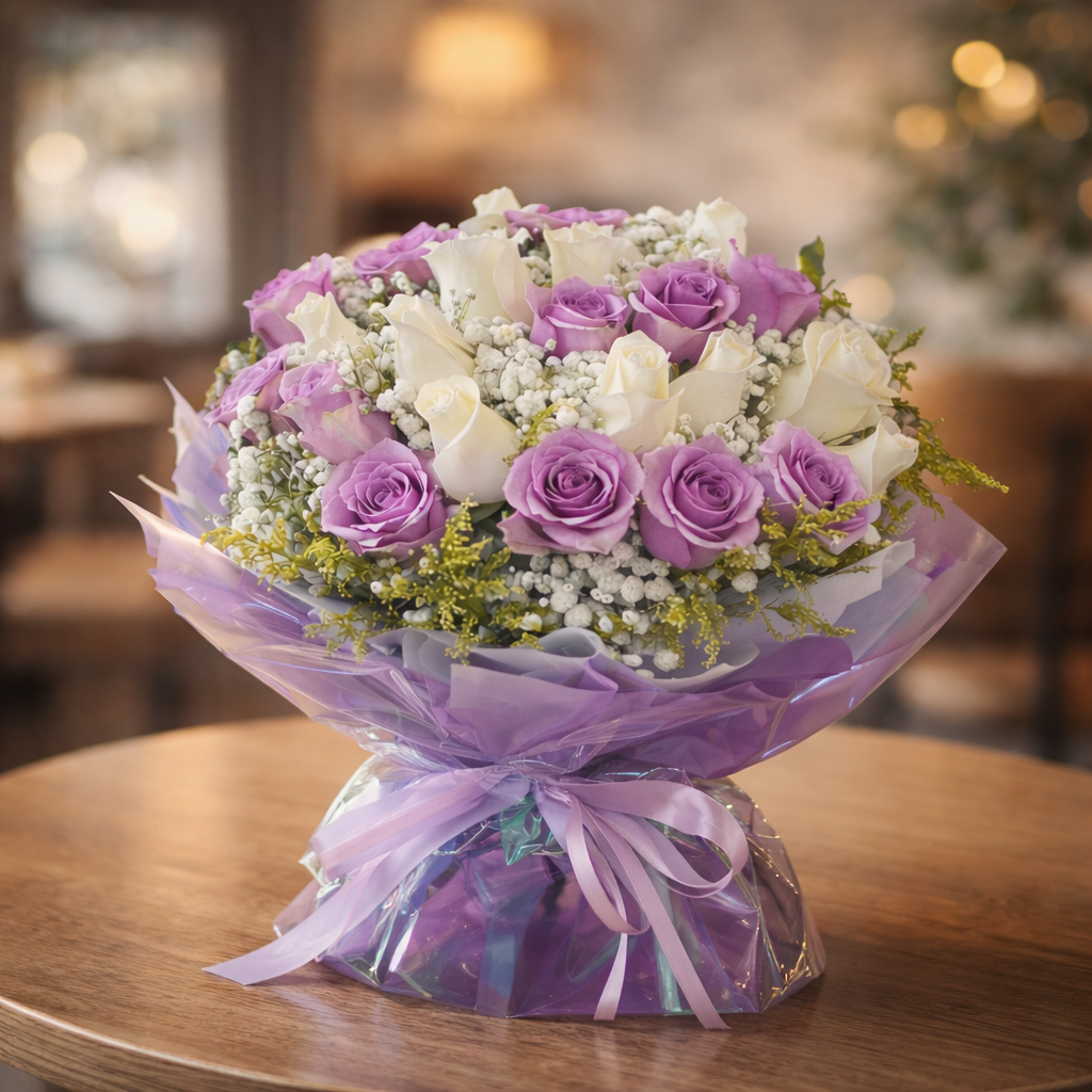 Lavender Embrace (Roses, Baby's Breath) | Flower Bouquet