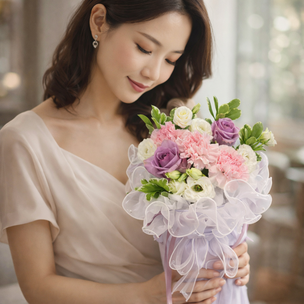 Lilac Ruffle (Carnations, Eustoma, Roses) | Fresh Flower Bouquet