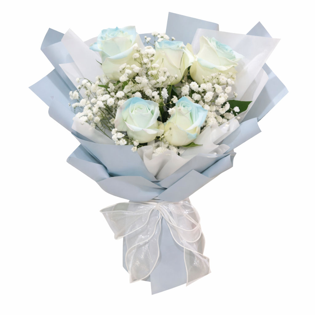 Misty Reverie (Roses, Baby's Breath) | Fresh Flower Bouquet