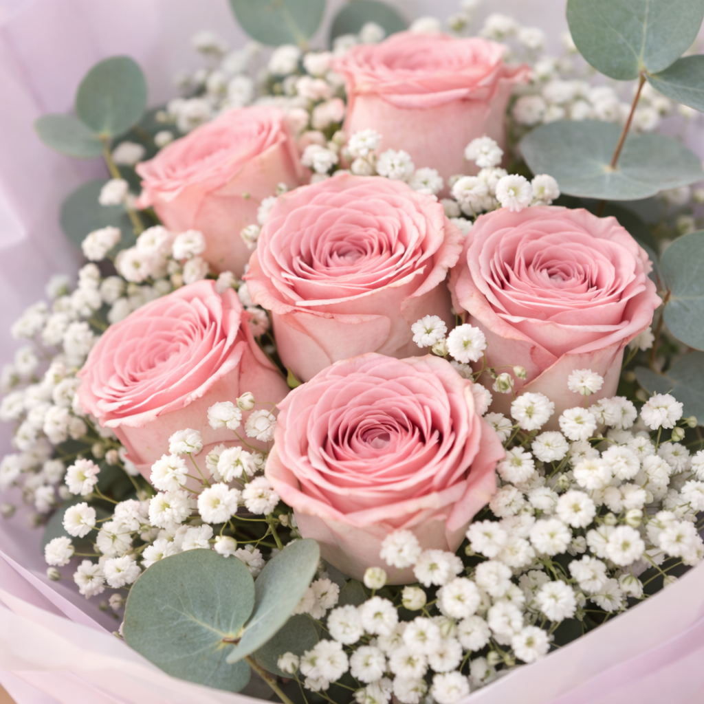 Mocha Drift (Roses, Baby's Breath) | Flower Bouquet