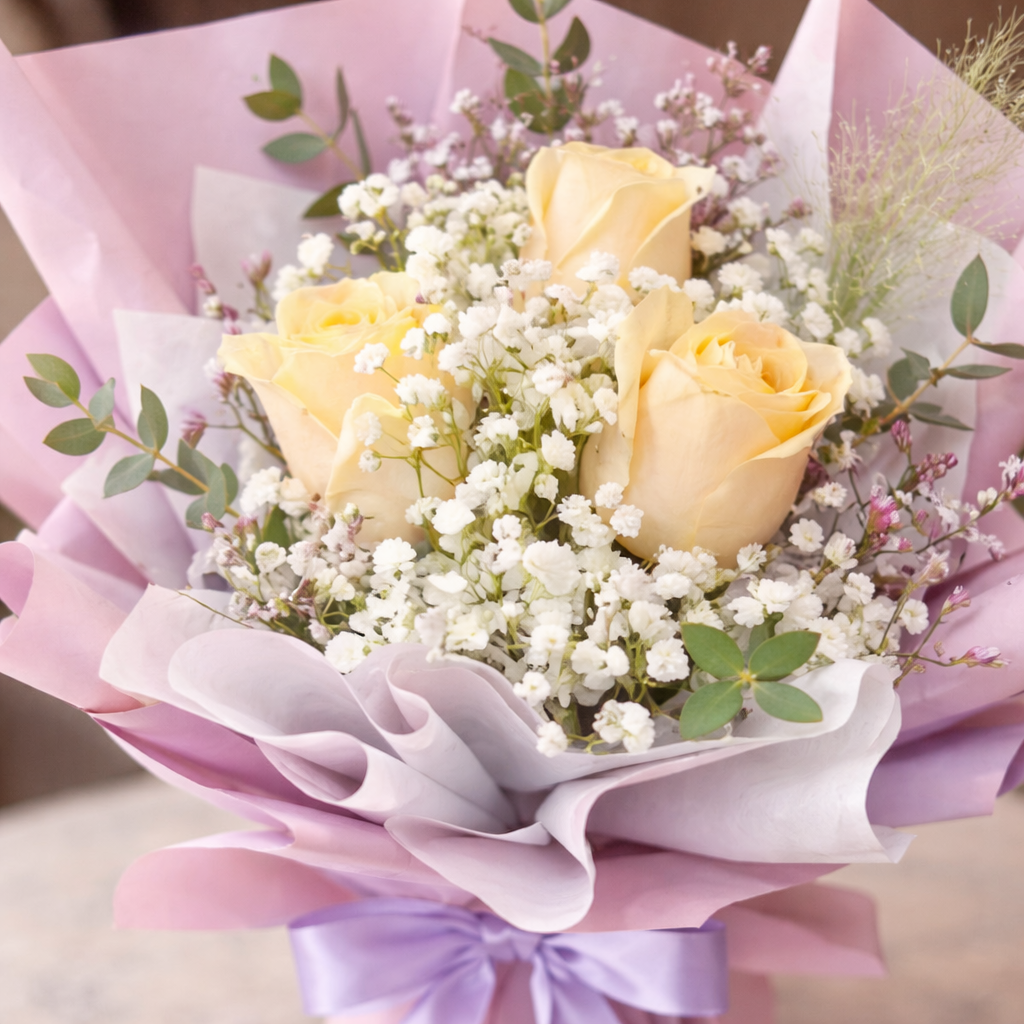 Mocha Serenade (Roses, Baby's Breath) | Flower Bouquet