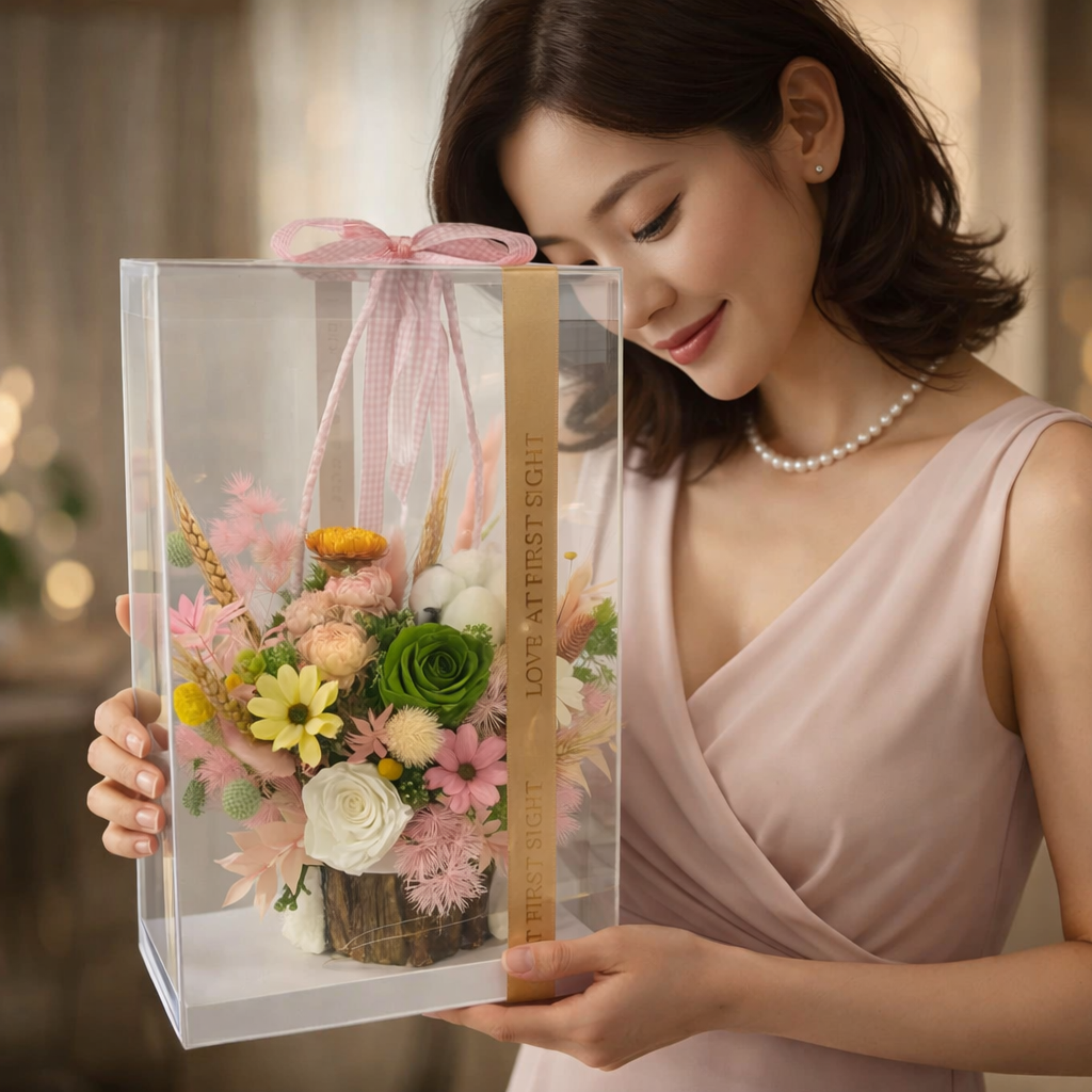 Pastel Reverie (Green Roses, Daisies, Cotton) | Preserved Flower Bouquet