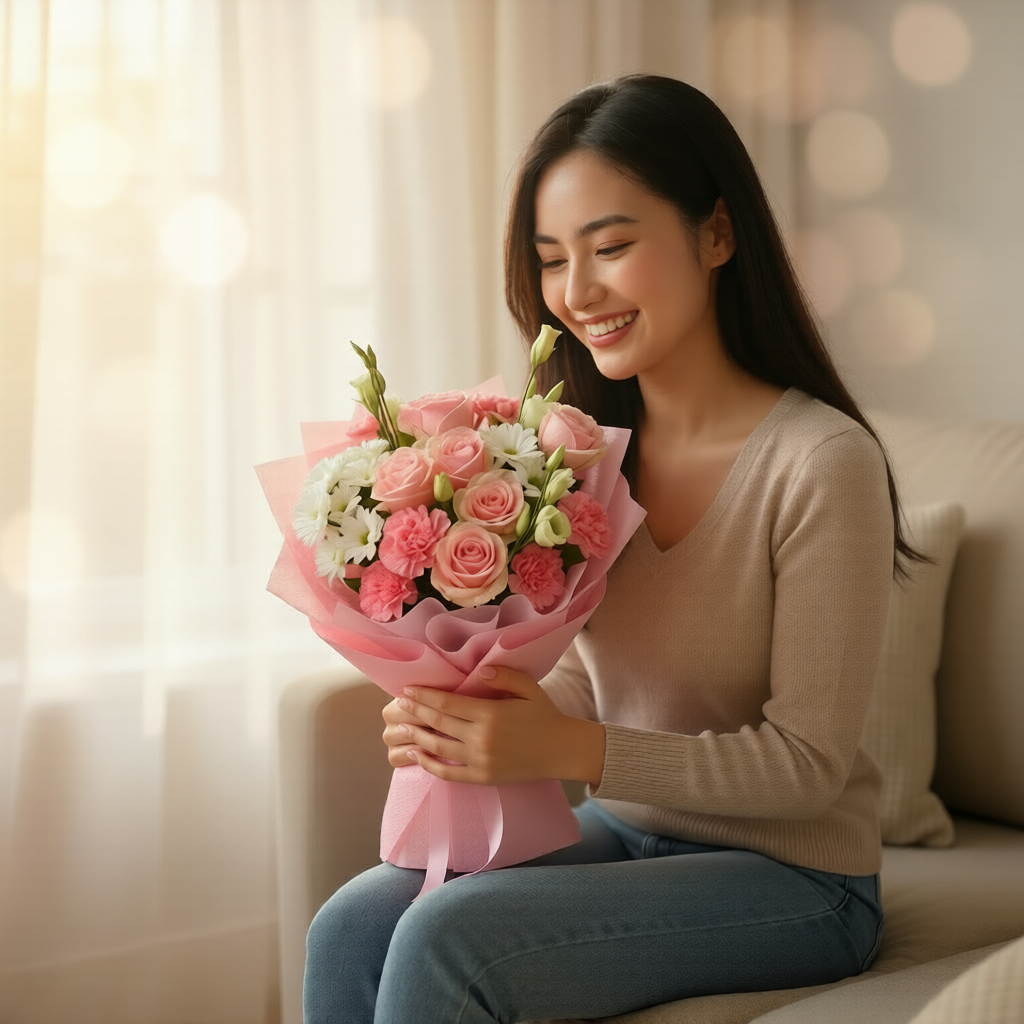 Peach Melody (Roses, Carnations, Chrysanthemums) | Fresh Flower Bouquet