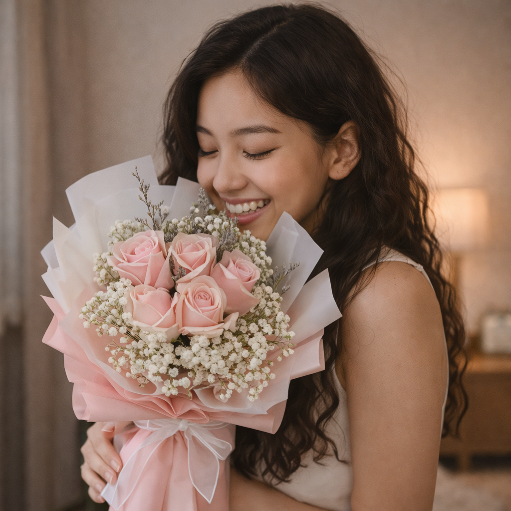 Petal Bliss (Roses, Baby's Breath, Lavender) | Flower Bouquet