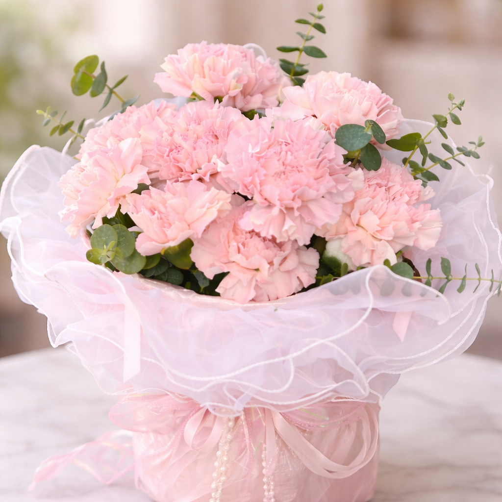 Petite Meringue (Carnations, Eucalyptus) | Fresh Flower Bouquet