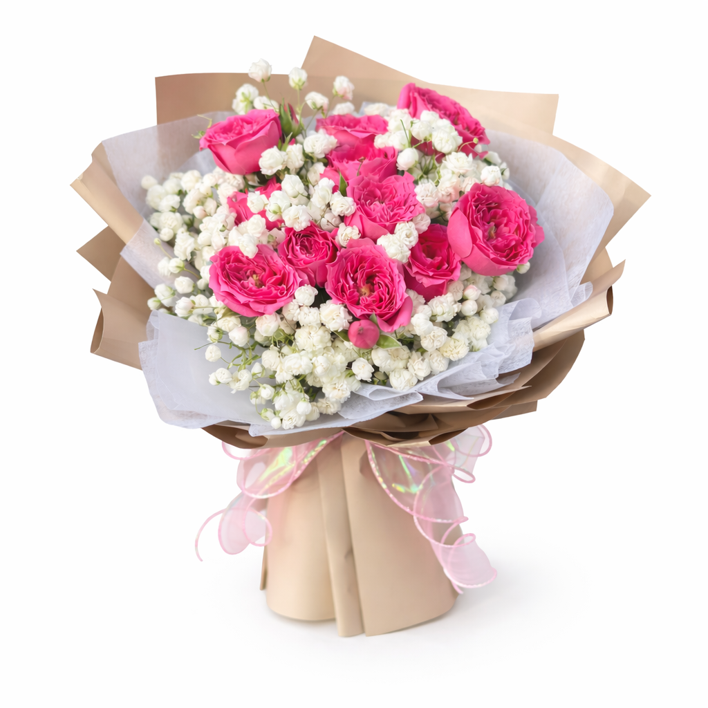 Pink Truffle (Spray Roses, Baby’s Breath) | Fresh Flower Bouquet