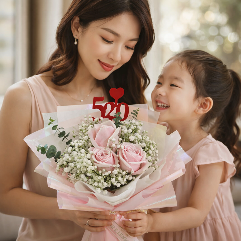 Pink Whispers (Roses, Baby's Breath) | Fresh Bouquet