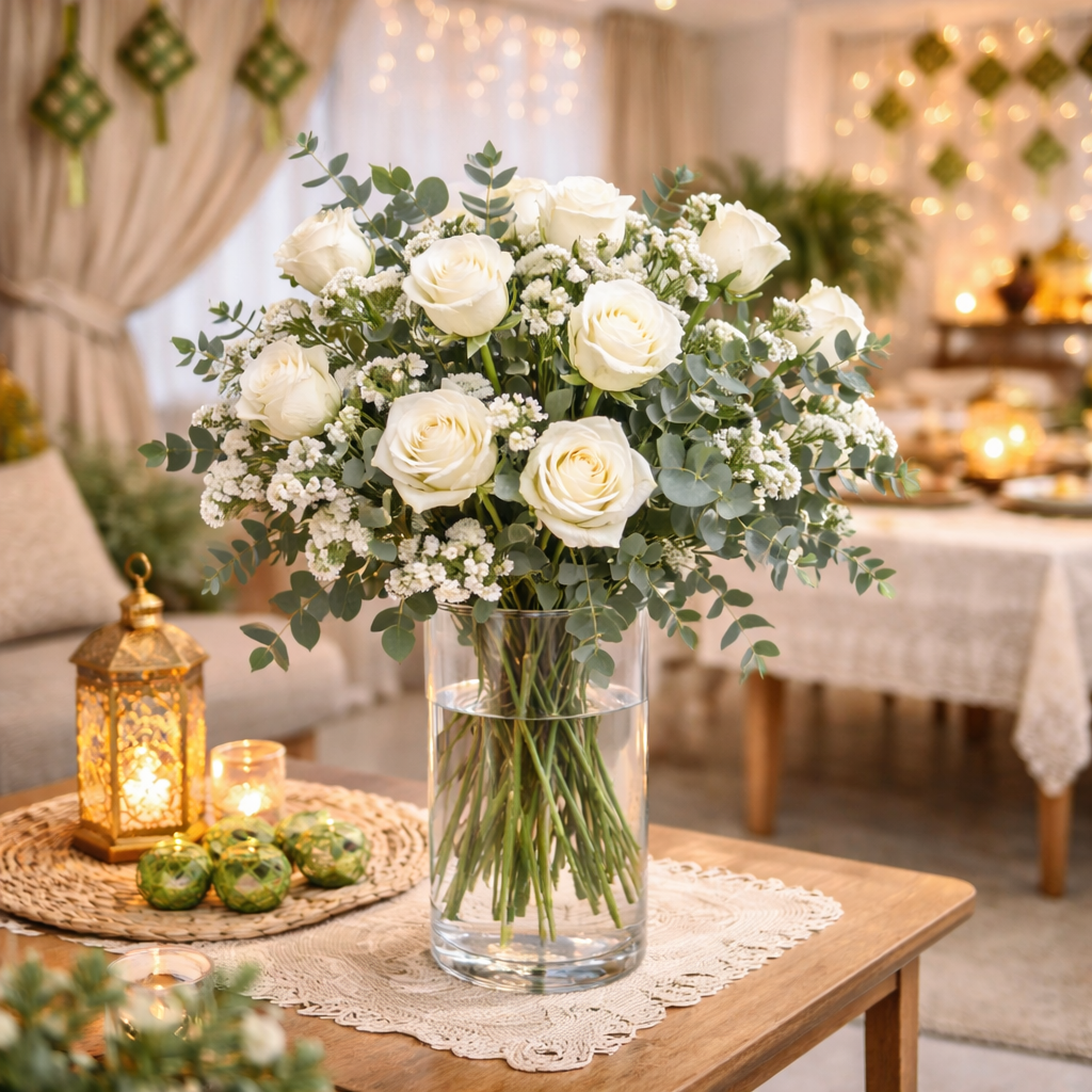 Pure Serenade (White Roses) | Vase Flower Arrangement