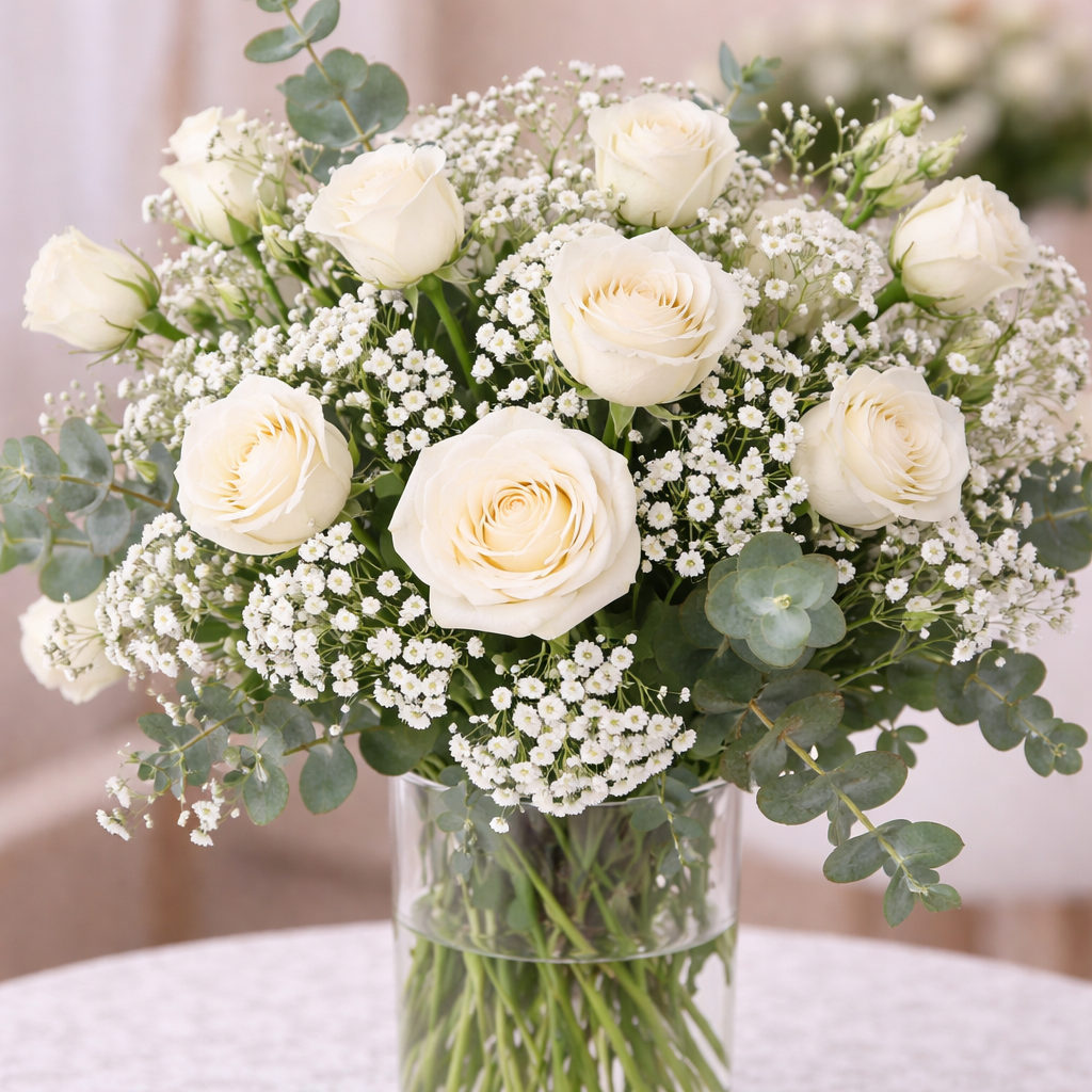 Pure Serenade (White Roses) | Vase Flower Arrangement