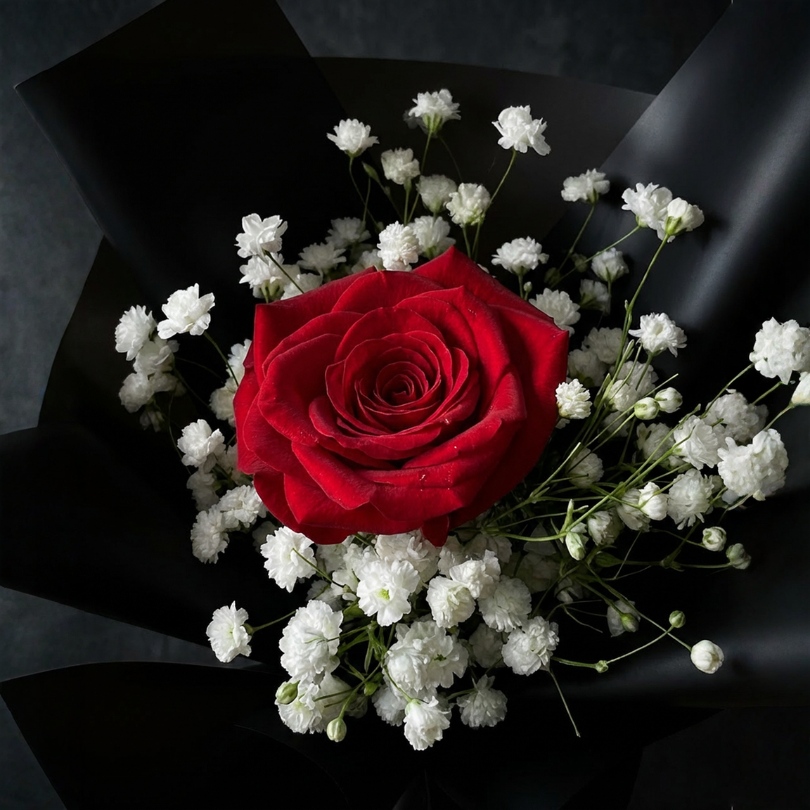 Ruby Haze (Roses, Baby's Breath) | Fresh Bouquet