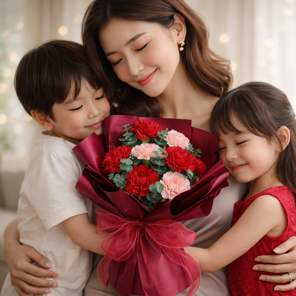 Ruby Poise (Carnations, Eucalyptus) | Fresh Flower Bouquet