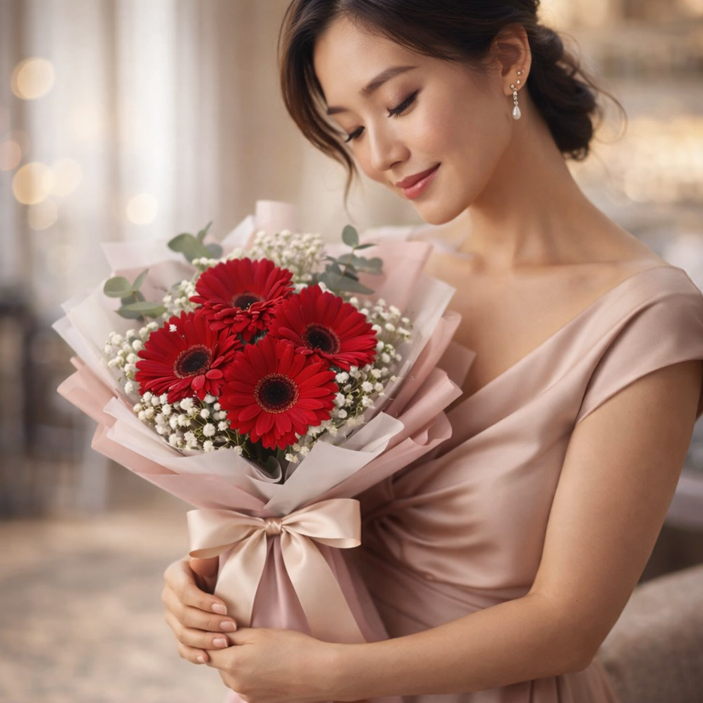 Ruby Spark (Gerberas, Baby's Breath) | Fresh Flower Bouquet