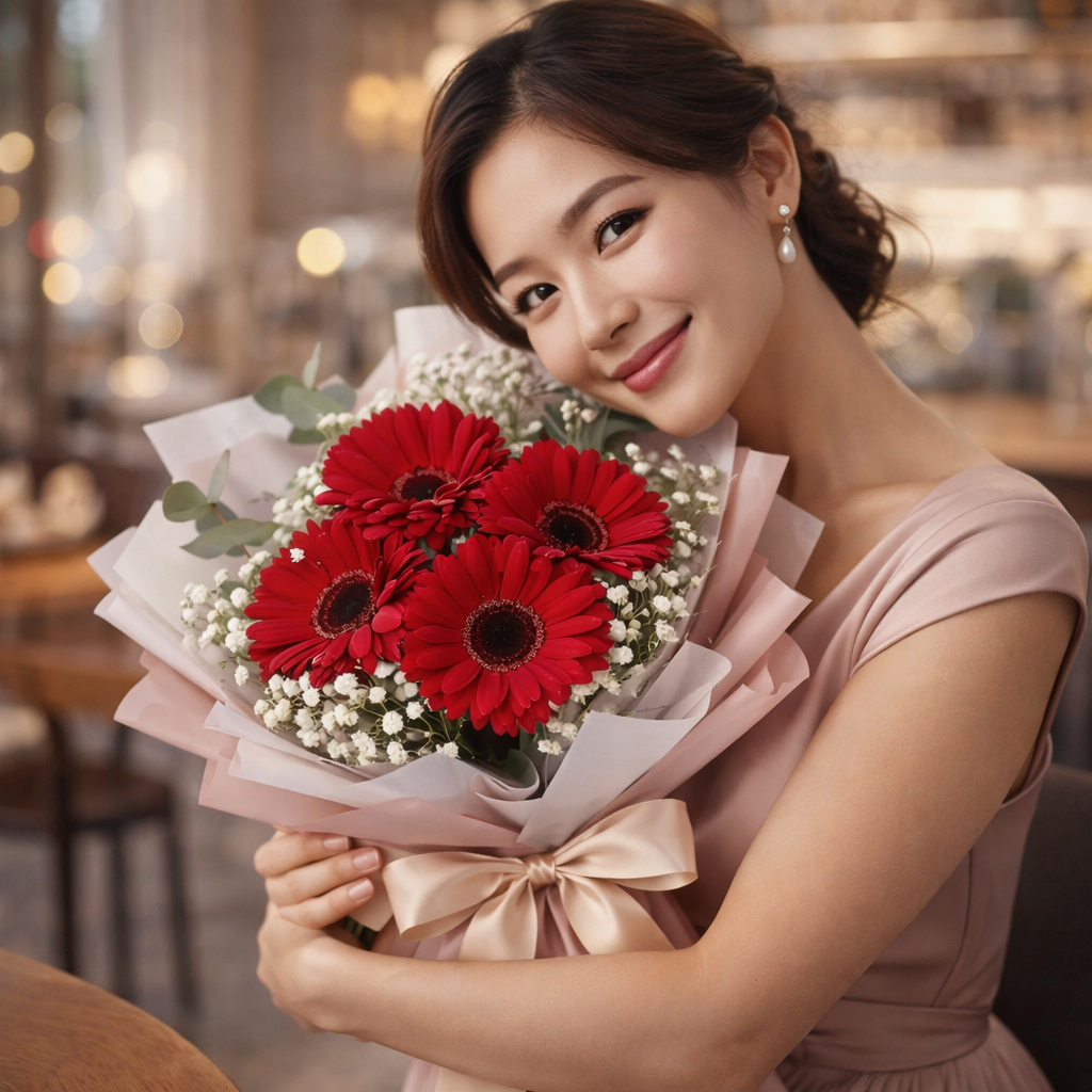 Ruby Spark (Gerberas, Baby's Breath) | Fresh Flower Bouquet