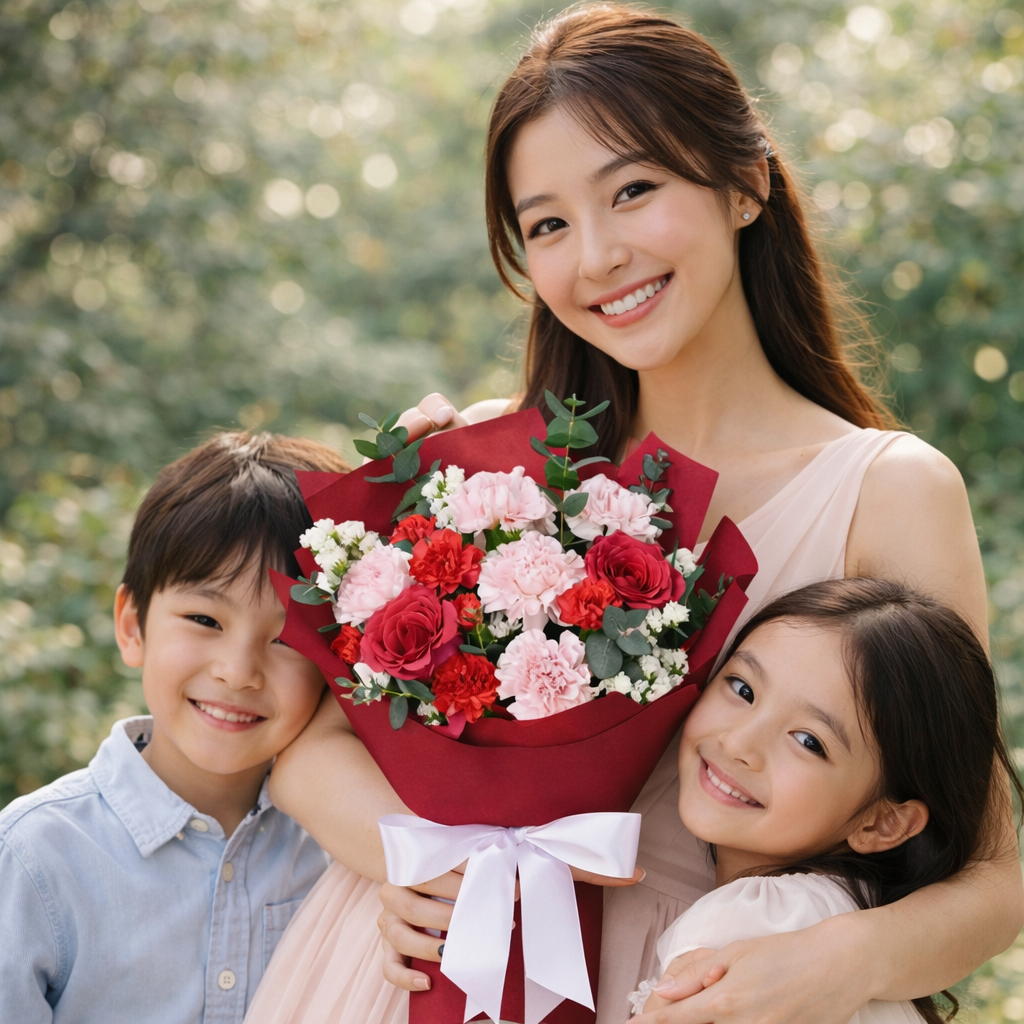 Scarlet Grace (Carnations, Roses, Statice) | Flower Bouquet