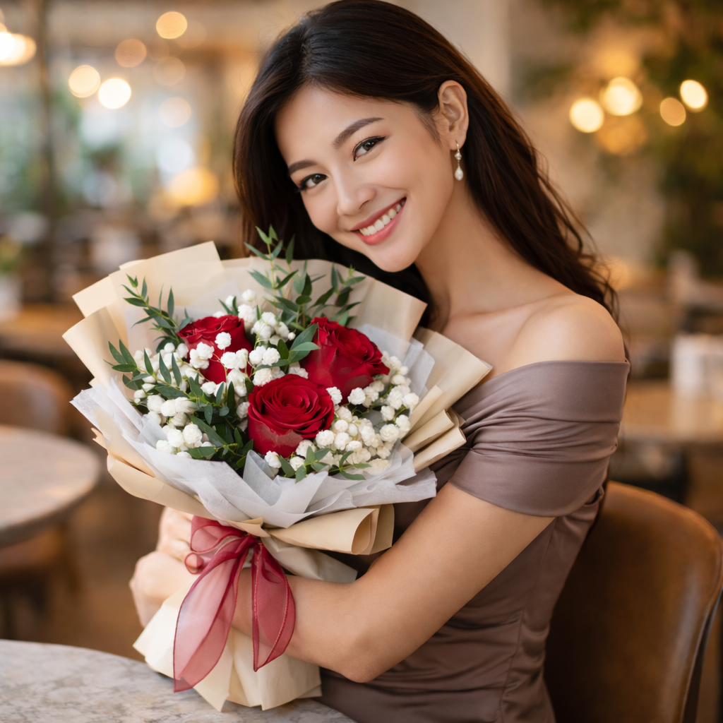 Scarlet Sigh (Roses, Baby's Breath) | Flower Bouquet